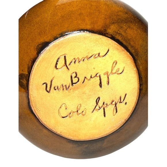 Anna Van Briggle Pitcher Ewer Vase 11.75” Elegant Graceful Curved Handle Vintage - Picture 4 of 6